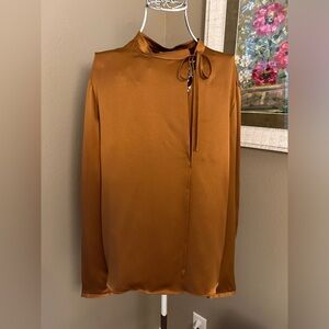 Vince Rich Copper 100% Silk Blouse XS